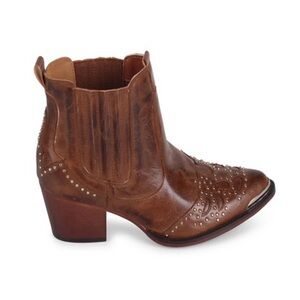 Wanted Lonestar Western Inspired Ankle Bootie in Tan NEW